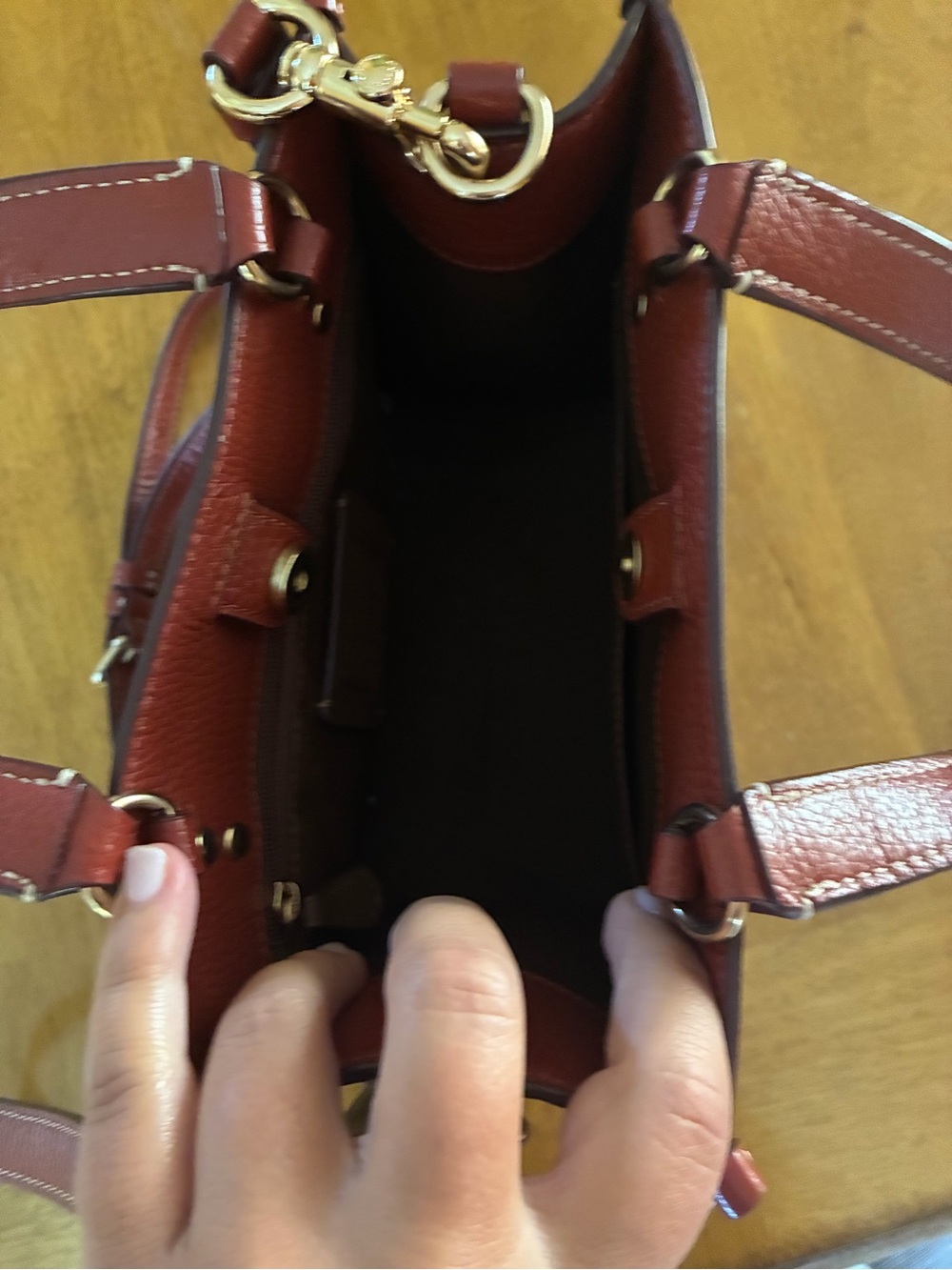 Coach Brown Signature Canvas Satchel with Red Leather Trim & Snoopy Patches - Picture 3 of 3